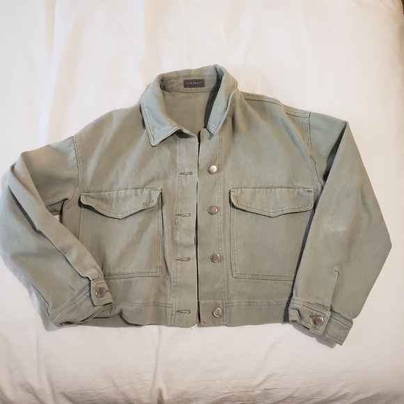 Jackets & Coats Cropped Sage Green Denim Jacket Poshmark